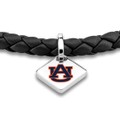 click to view Auburn University Leather Bracelet with Sterling Silver Tag - Black - Image 2