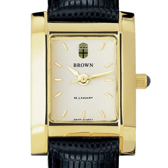Brown Women's Gold Quad Watch with Leather Strap
