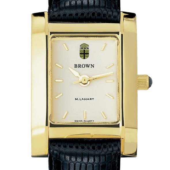 Brown Women's Gold Quad Watch with Leather Strap