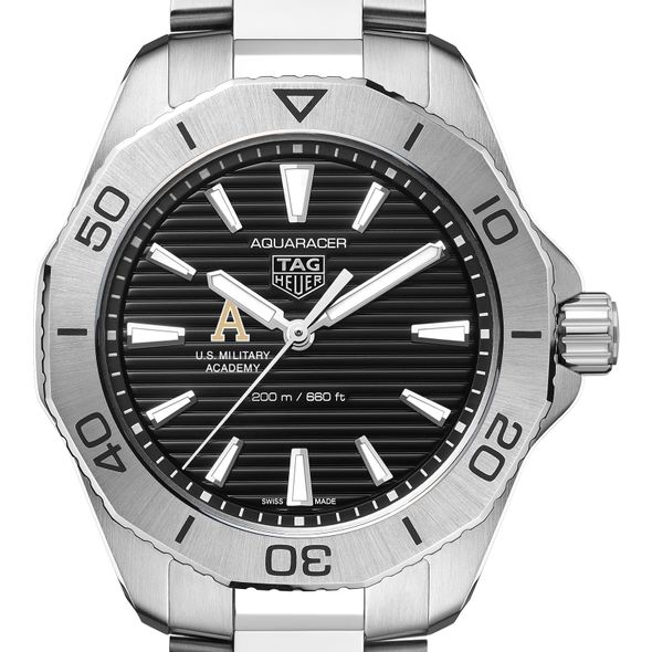 West Point Men's TAG Heuer Steel Aquaracer with Black Dial - Image 1