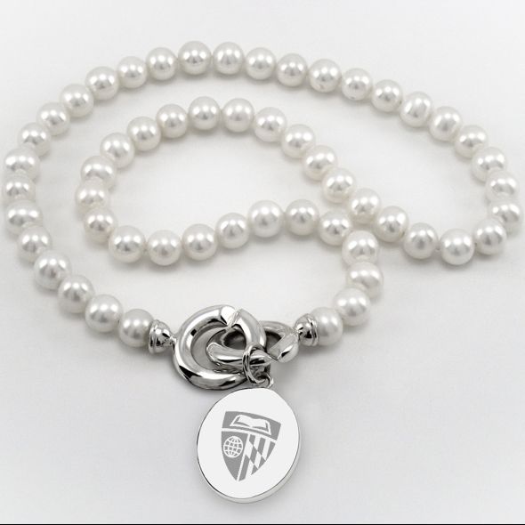 Johns Hopkins Pearl Necklace with Sterling Silver Charm - Image 1