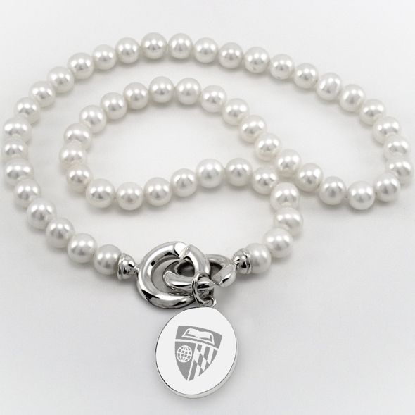Johns Hopkins Pearl Necklace with Sterling Silver Charm