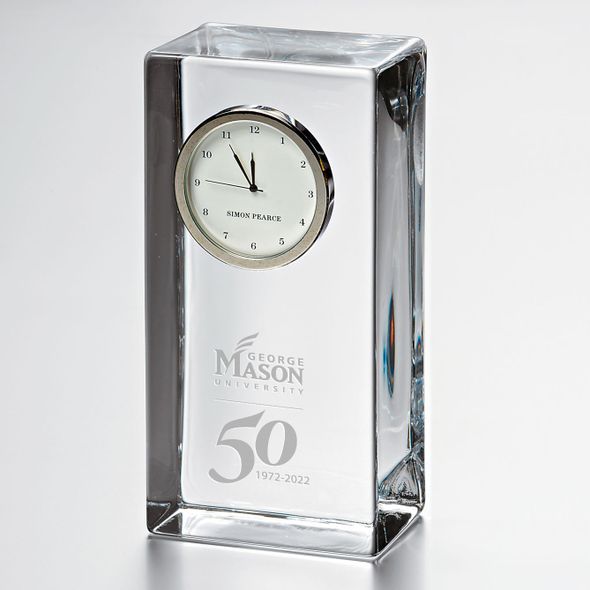 George Mason 50th Anniversary Tall Glass Desk Clock by Simon Pearce - Image 1