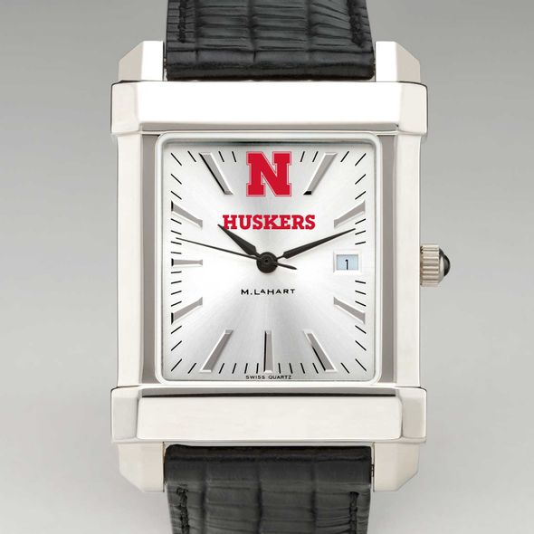 Nebraska Men's Collegiate Watch with Leather Strap - Image 1