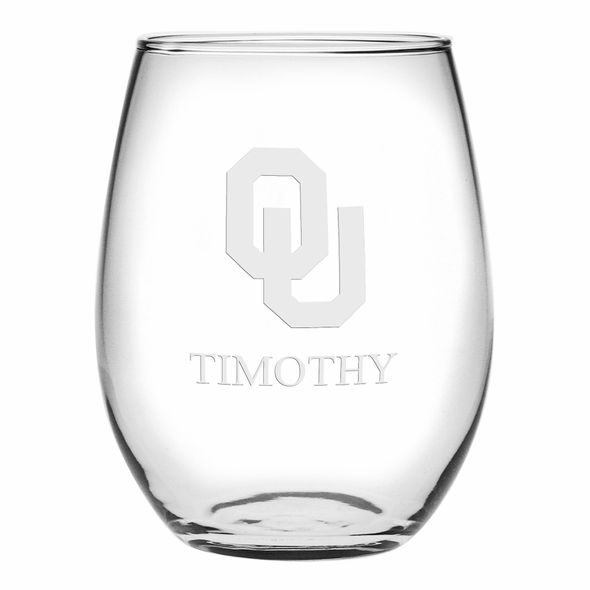 Oklahoma Stemless Wine Glasses Made in the USA - Set of 2 - Image 1