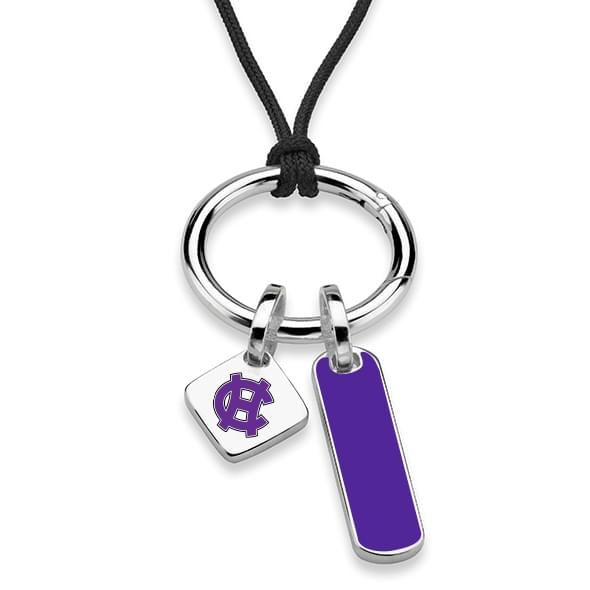 Holy Cross Silk Necklace with Enamel Charm & Sterling Silver Tag