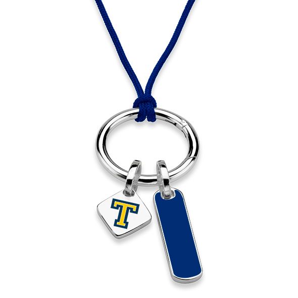 Trinity College Silk Necklace with Enamel Charm & Sterling Silver Tag - Image 1