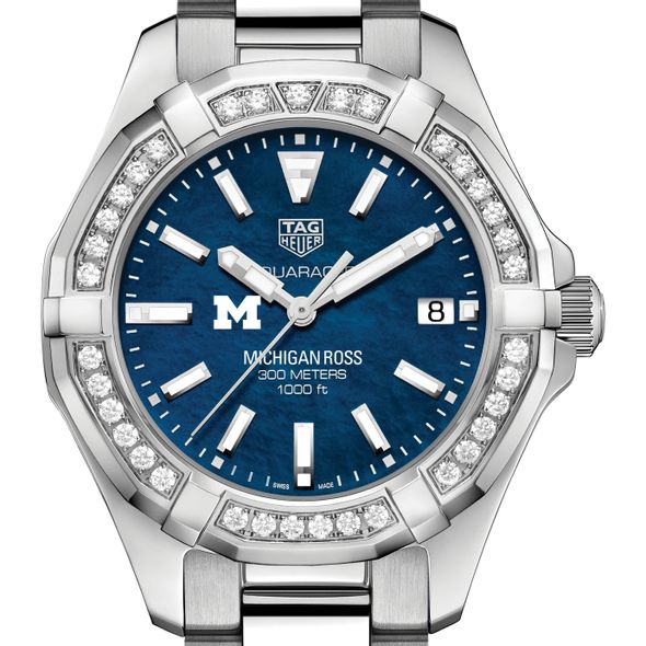 Michigan Ross Women's TAG Heuer 35mm Steel Aquaracer with Blue Dial - Image 1