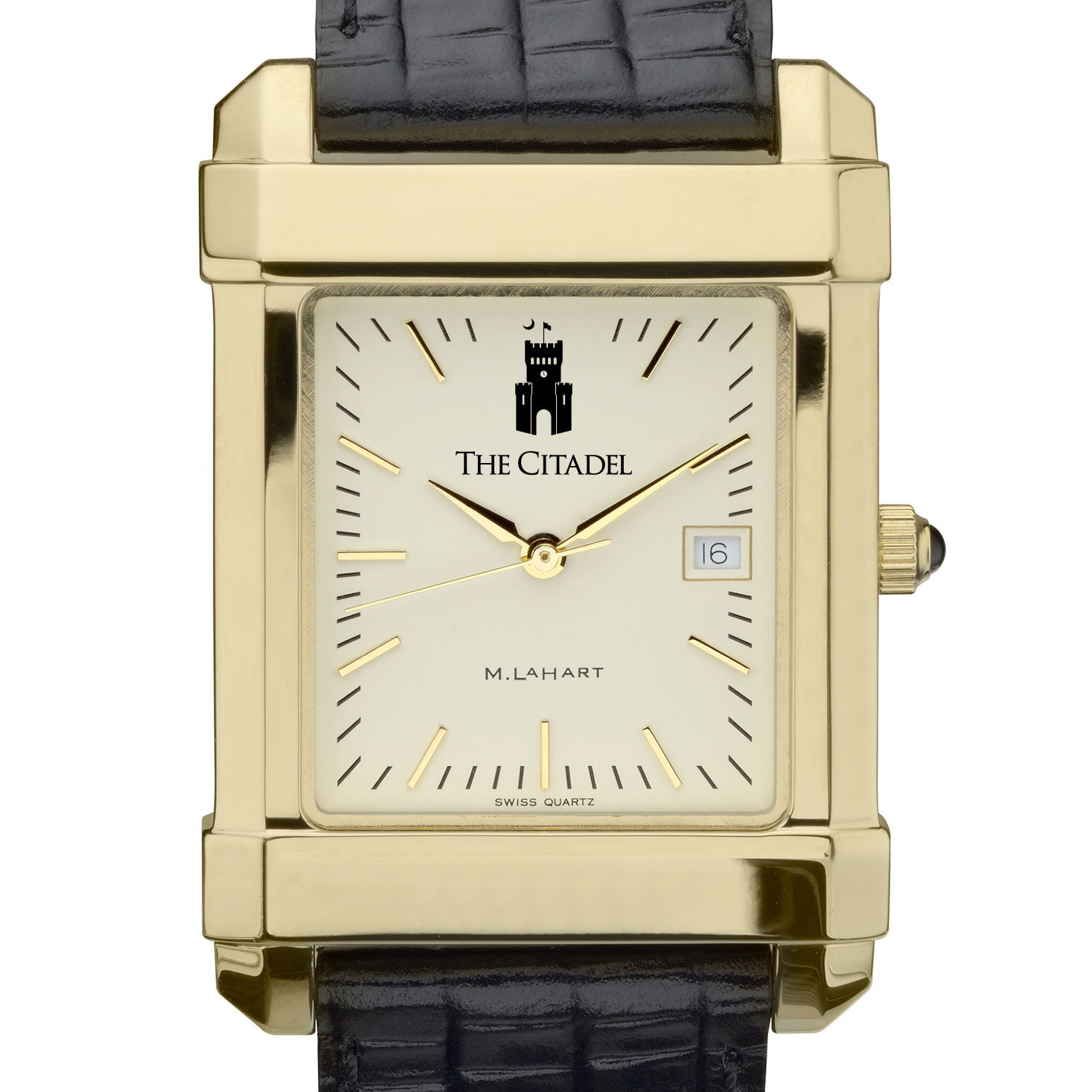Citadel Men's Gold Quad Watch with Leather Strap