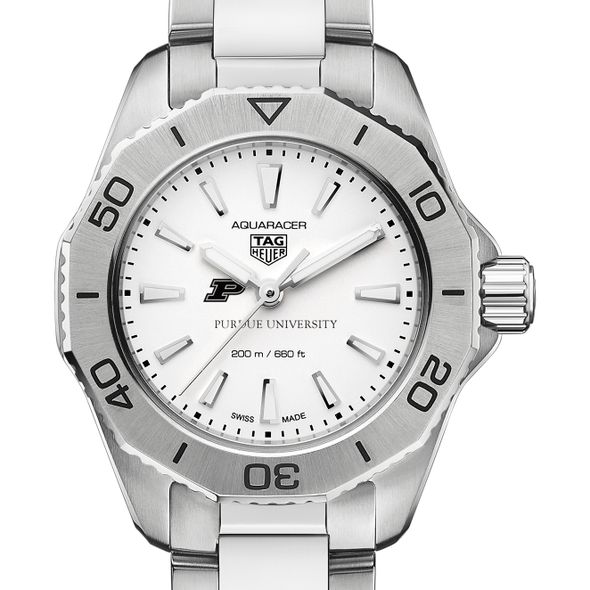 Purdue Women's TAG Heuer Steel Aquaracer with Silver Dial - Image 1