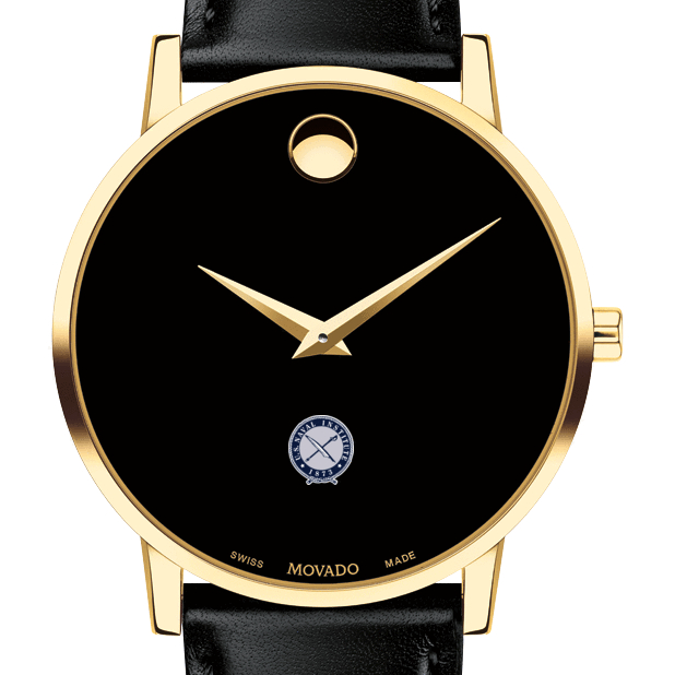 US Naval Institute Men's Movado Gold Museum Classic Leather