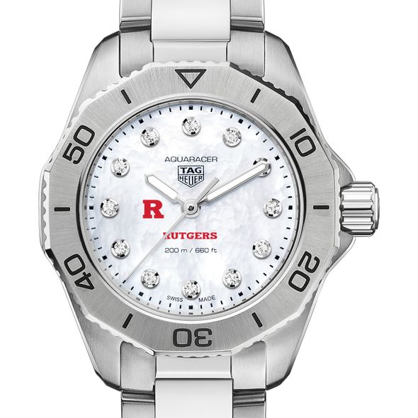 Rutgers Women's TAG Heuer Steel Aquaracer with Diamond Dial - Image 1