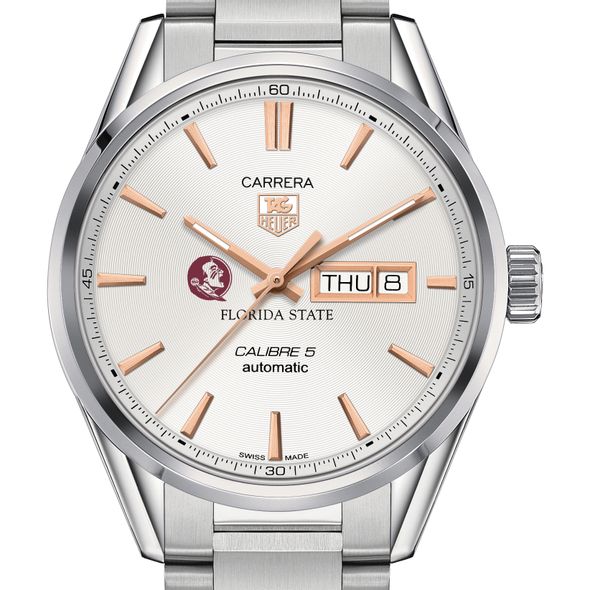 Florida State University Men's TAG Heuer Day/Date Carrera with Silver Dial & Bracelet