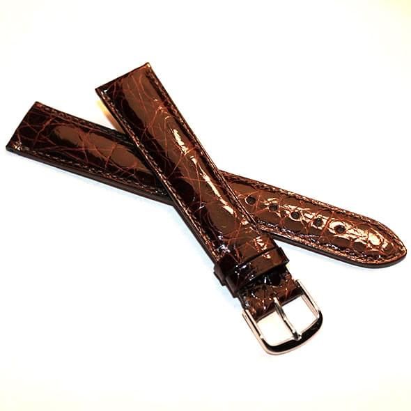 Men's Brown Crocodile Strap with Silver Buckle for Quad Watches - Image 1