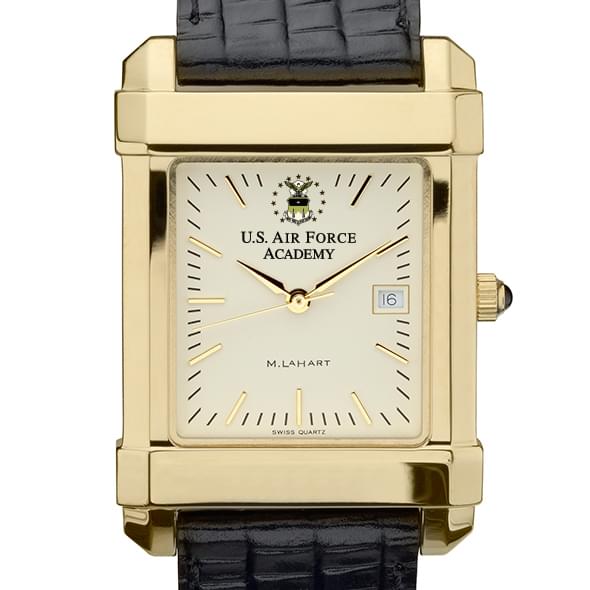 USAFA Men's Gold Quad Watch with Leather Strap