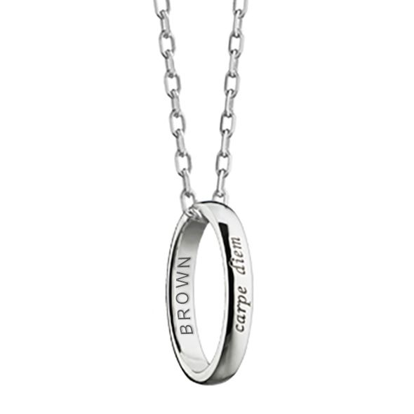 Brown University Monica Rich Kosann "Carpe Diem" Poesy Ring Necklace in Silver - Image 1