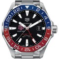 click to view Texas A&M Men's TAG Heuer Automatic GMT Aquaracer with Black Dial and Blue & Red Bezel - Image 1
