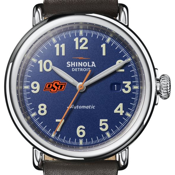 Oklahoma State Shinola Watch, The Runwell Automatic 45mm Royal Blue Dial - Image 1