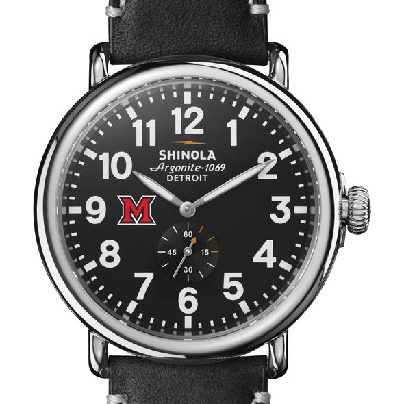 Miami University Shinola Watch, The Runwell 47mm Black Dial - Image 1