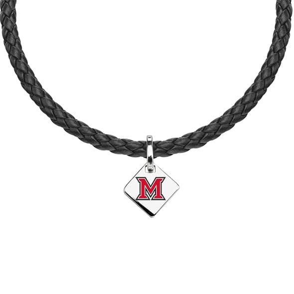 Miami University Leather Necklace with Sterling Silver Tag