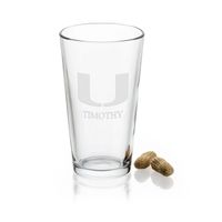 University of Miami 16 oz Pint Glass- Set of 4