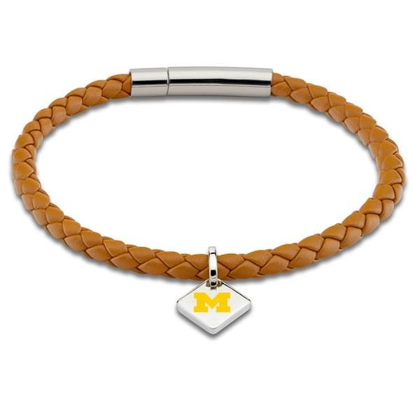 Michigan Leather Bracelet with Sterling Silver Tag - Saddle