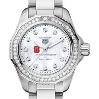 NC State Women's TAG Heuer Steel Aquaracer with Diamond Dial & Bezel