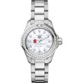 NC State Women's TAG Heuer Steel Aquaracer with Diamond Dial & Bezel - Image 2