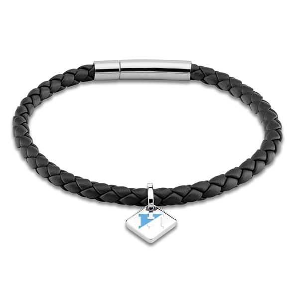 JHU Leather Bracelet with Sterling Silver Tag - Black