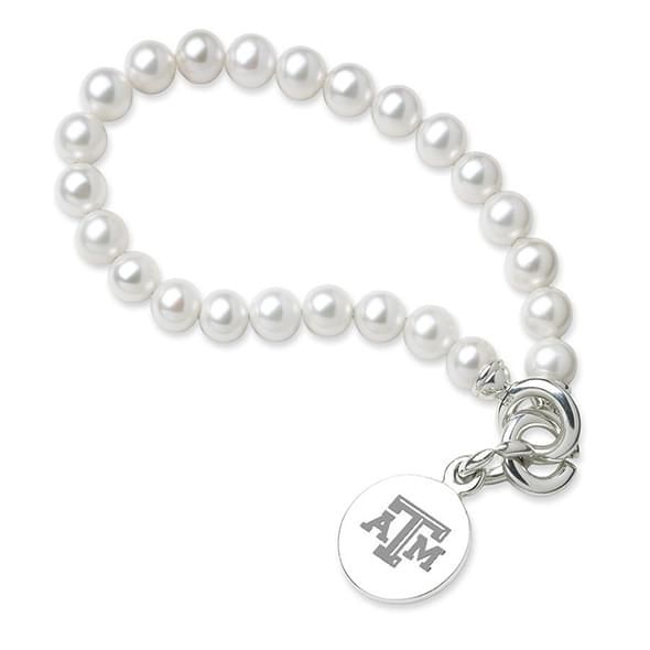 Texas A&M Pearl Bracelet with Sterling Silver Charm - Image 1