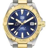 Purdue Men's TAG Heuer Automatic Two-Tone Aquaracer with Blue Dial