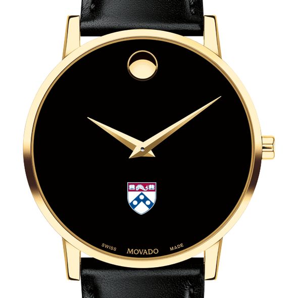 University of Pennsylvania Men's Movado Gold Museum Classic Leather