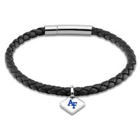 USAFA Leather Bracelet with Sterling Silver Tag - Black