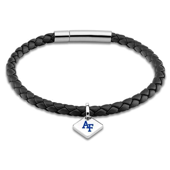 USAFA Leather Bracelet with Sterling Silver Tag - Black - Image 1