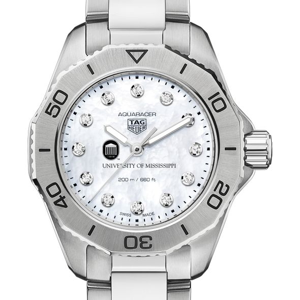 Ole Miss Women's TAG Heuer Steel Aquaracer with Diamond Dial - Image 1