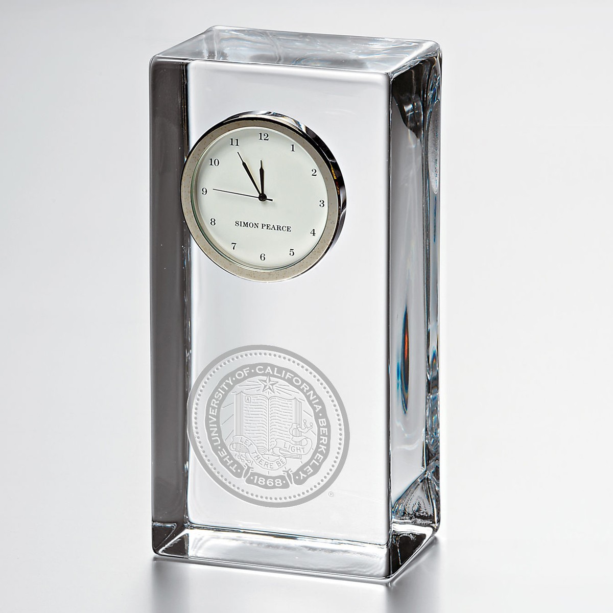Berkeley Tall Glass Desk Clock by Simon Pearce at M.LaHart & Co.