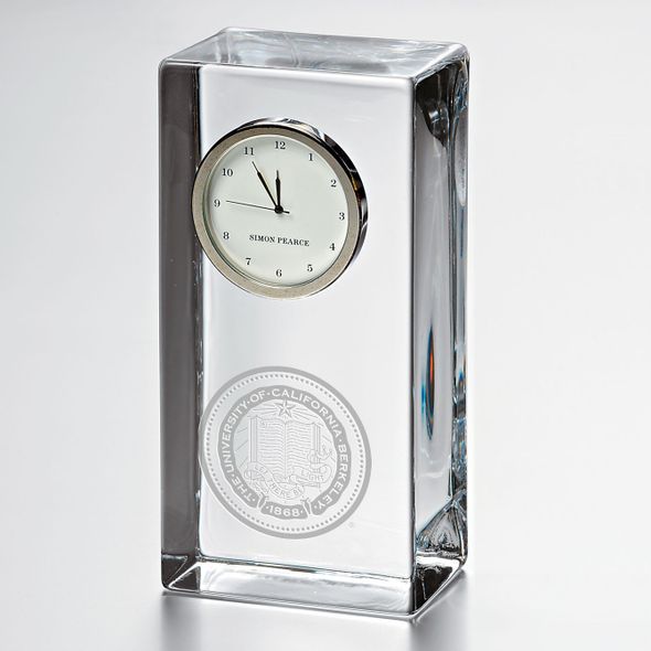 Berkeley Tall Glass Desk Clock by Simon Pearce - Image 1