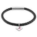 Alabama Leather Bracelet with Sterling Silver Tag - Black - Image 1