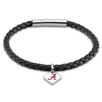 Alabama Leather Bracelet with Sterling Silver Tag - Black
