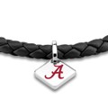 click to view Alabama Leather Bracelet with Sterling Silver Tag - Black - Image 2