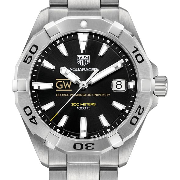 George Washington University Men's TAG Heuer Steel Aquaracer with Black Dial