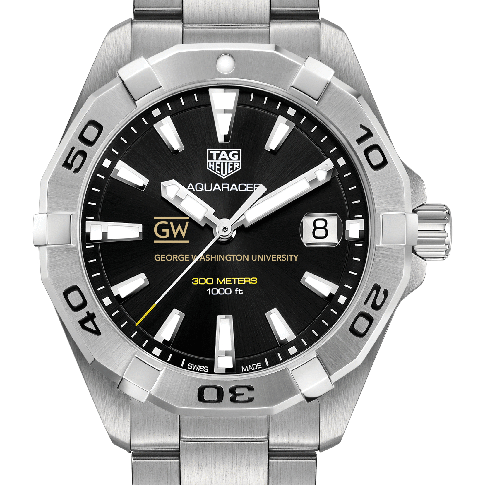 George Washington Men's TAG Heuer Steel Aquaracer with Black Dial