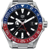 Michigan State Men's TAG Heuer Automatic GMT Aquaracer with Black Dial and Blue & Red Bezel