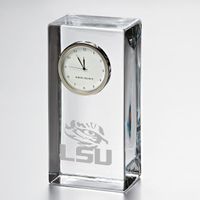 LSU Tall Glass Desk Clock by Simon Pearce