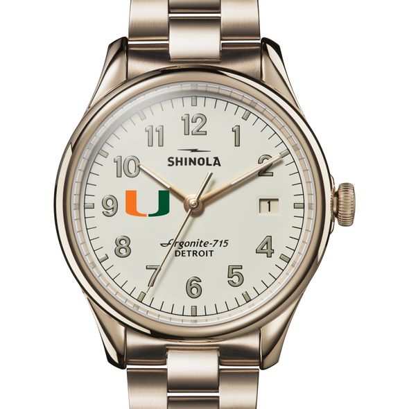 University of Miami Shinola Watch, The Vinton 38mm Ivory Dial - Image 1