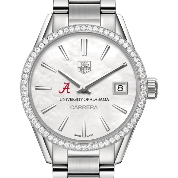 University of Alabama Women's TAG Heuer Steel Carrera with MOP Dial & Diamond Bezel - Image 1