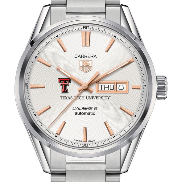 Texas Tech Men's TAG Heuer Day/Date Carrera with Silver Dial & Bracelet