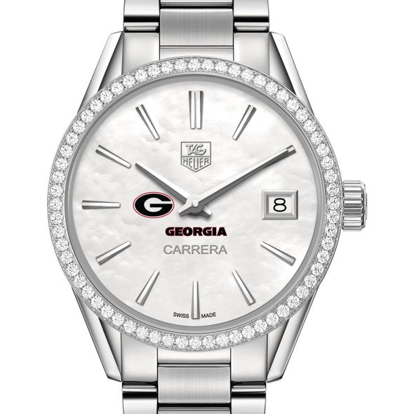 University of Georgia Women's TAG Heuer Steel Carrera with MOP Dial & Diamond Bezel
