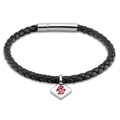 click to view Boston College Leather Bracelet with Sterling Silver Tag - Black - Image 1