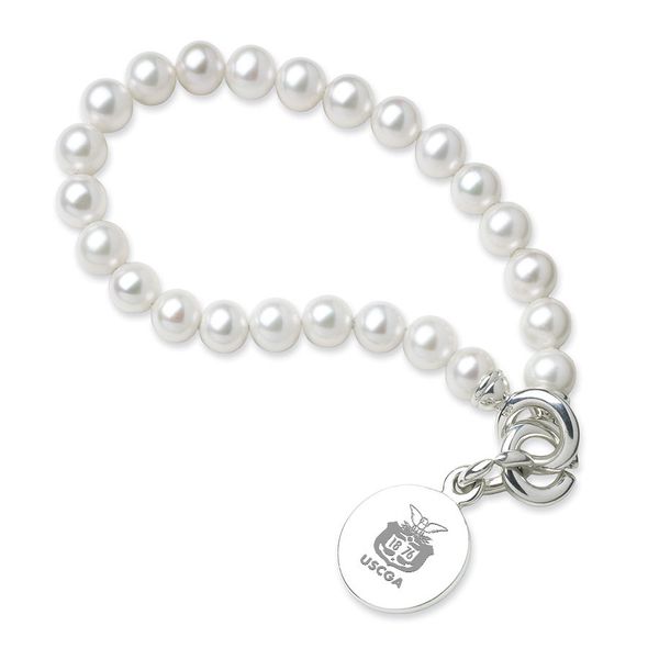 Coast Guard Academy Pearl Bracelet with Sterling Silver Charm - Image 1